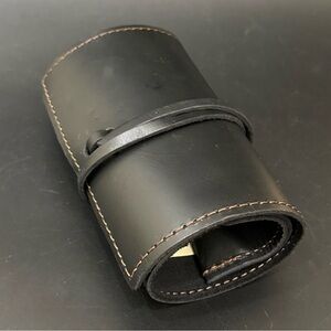 RUSTICO Sidekick Black Top Grain Leather Cord Wrap Pouch